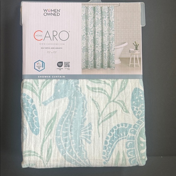 CARO HOME 100% Cotton Sea Turtle Shower Curtain - 72"x72" - Picture 2 of 11